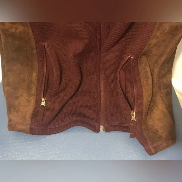🎉Host Pick🎉New Talbots maroon/brown faux suede trim fleece soft jacket, PM - Picture 7 of 16